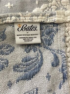 Bates Weavers Queen Elizabeth Bedspread Blue White Queen Sz 110”x118”